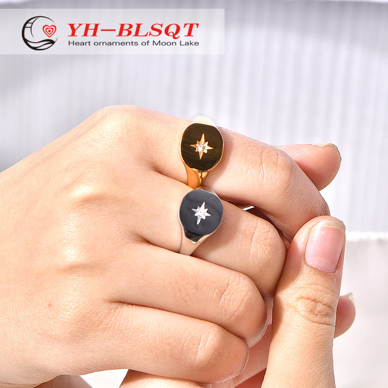 Cross-border European and American jewelry popular personality ins geometric metal diamond ring fashion simple six-pointed star index finger ring