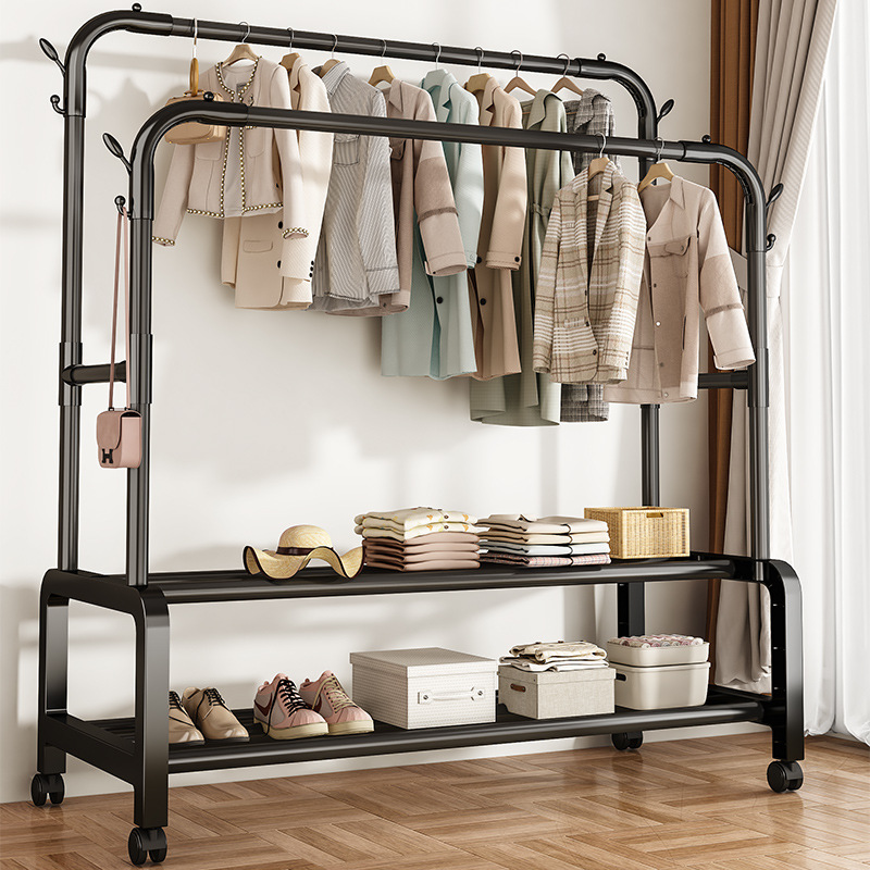 Clothes Rack Floor-Standing Bedroom Clothes Rack Removable Balcony Clothes Drying Rack Floor-Standing Clothes Rack Simple Clothes Storage Storage Rack