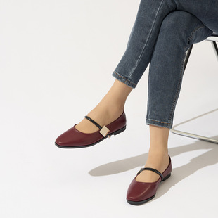 European and American Square Head Square Buckle Metal Mary Jane Shoes Women's 2025 New One Word Buckle Belt Thick Heeled Loafers Women's Cross-border