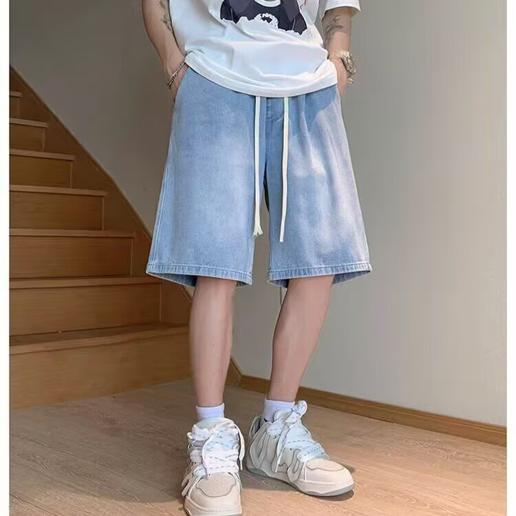 Pantalones cortos de vaqueros de verano para hombres de estilo americano 2026 nuevos pantalones casuales de varones image 3