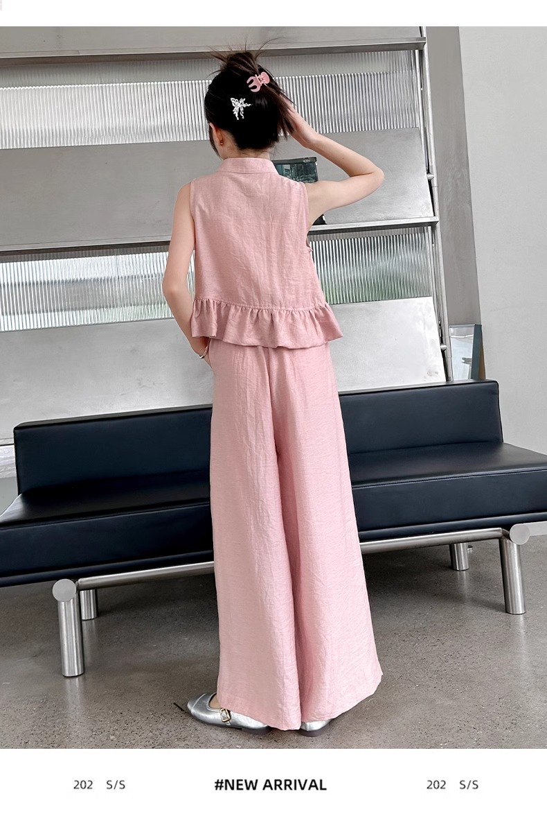 Mädchen Sommer Set Im Chinesischen Stil Weste Und Weite Hose_voghion.com