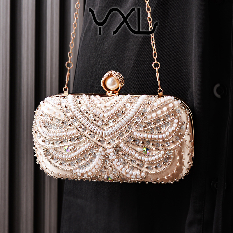 Nuevo bolso de cena transfronterizo para damas, bolso de noche bordado con diamantes, bolso de fiesta, bolso de vestido diagonal, bolso de novia