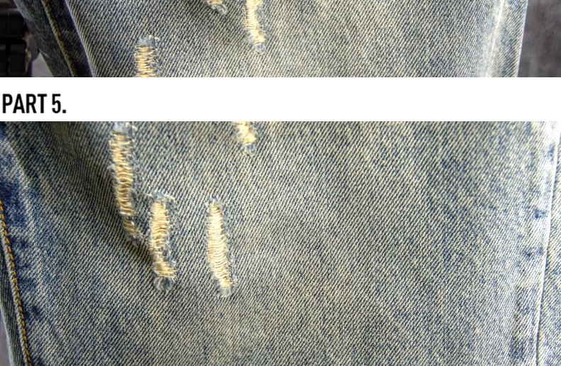 Men's High Street Ripped Denim Shorts Stylish Mid-Length Loose Fitting Straight Leg Casual Patched Five Point Pants_mkmklike.com