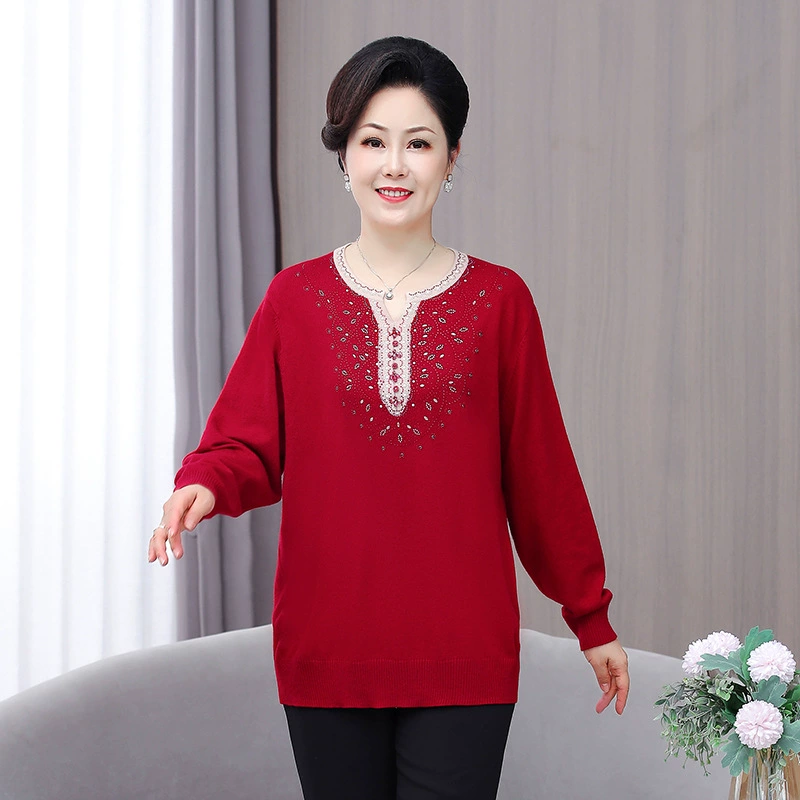 027 среднего возраста и пожилых свитер плюс размер 200 Джин мать плюс размер свитер 22 Новый