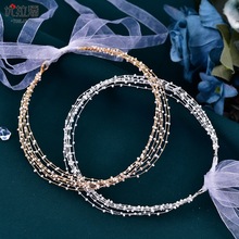 優拉潘 歐美花環造型伴娘頭飾手工串珠保色米珠多層發帶發箍 HP28