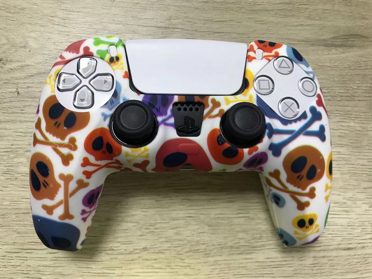 PS5 funda de silicona GamePad funda de silicona camuflaje marca de agua funda protectora aceite spray sensación acuarela caso PS5 Accesorios