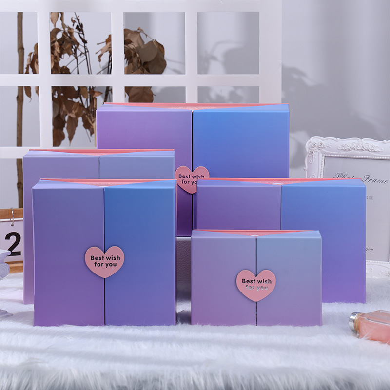 Caja de regalo en forma de corazón con degradado de colores para el Día de San Valentín, caja de embalaje cosmético de alta gama, caja de regalo para damas de honor de boda, caja vacía.