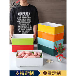 密胺仿瓷餐具商用餐厅饭店打菜专用长方形盘火锅店烤肉店配菜盘子