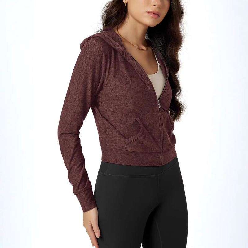 Cross-Border Trade Women's Full-Zip Short Hoodie - Odstratum Tech Ultra-Soft Upf 50