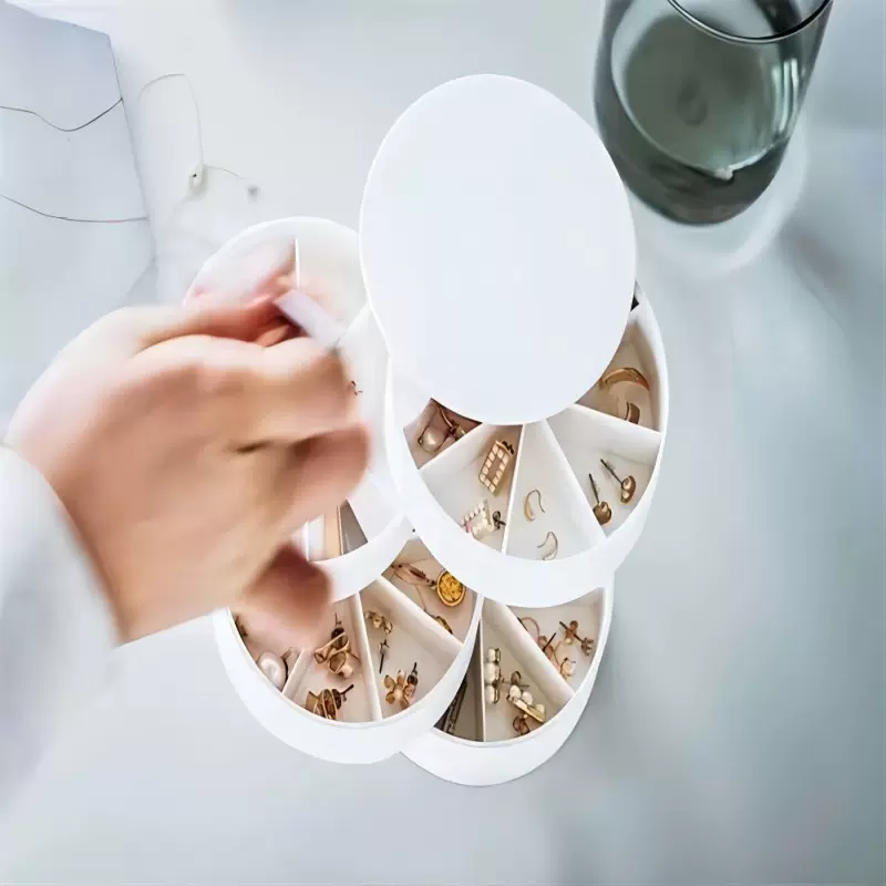 源头厂家北欧简约风旋转镜面首饰盒桌面多层珠宝盒项链发饰收纳盒