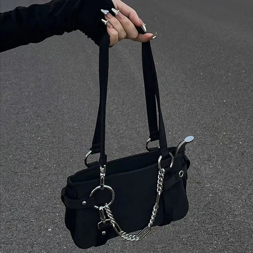 trendy niche new Korean women's bag with chain, motorcycle-style underarm bag, high-end shoulder crossbody handbag