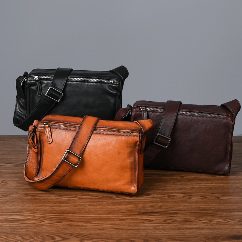 Casual Style Horizontal Multi-Pocket Vegetable Tanning First Layer Cowhide Crossbody Bag Casual Bag Casual Style Horizontal Multi-Pocket Vegetable Tanning First Layer Cowhide Crossbody Bag Casual Bag