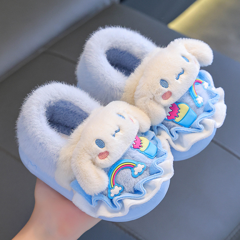 Sanliou zapatillas de algodón de invierno para niños, niñas y niñas, calentamiento y peluche, bolsas de lana para padres e hijos, zapatos de algodón caseros