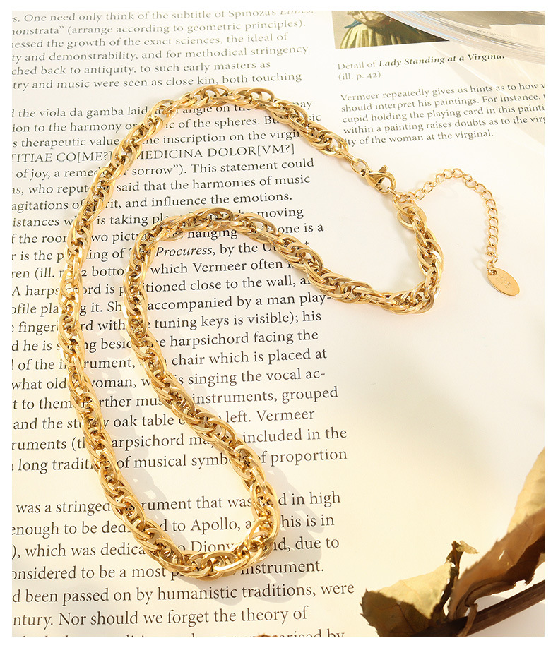 Titanium Steel Material European And American Stitching Thick Chain Exaggerated Bracelet Necklace Set Titanium Steel