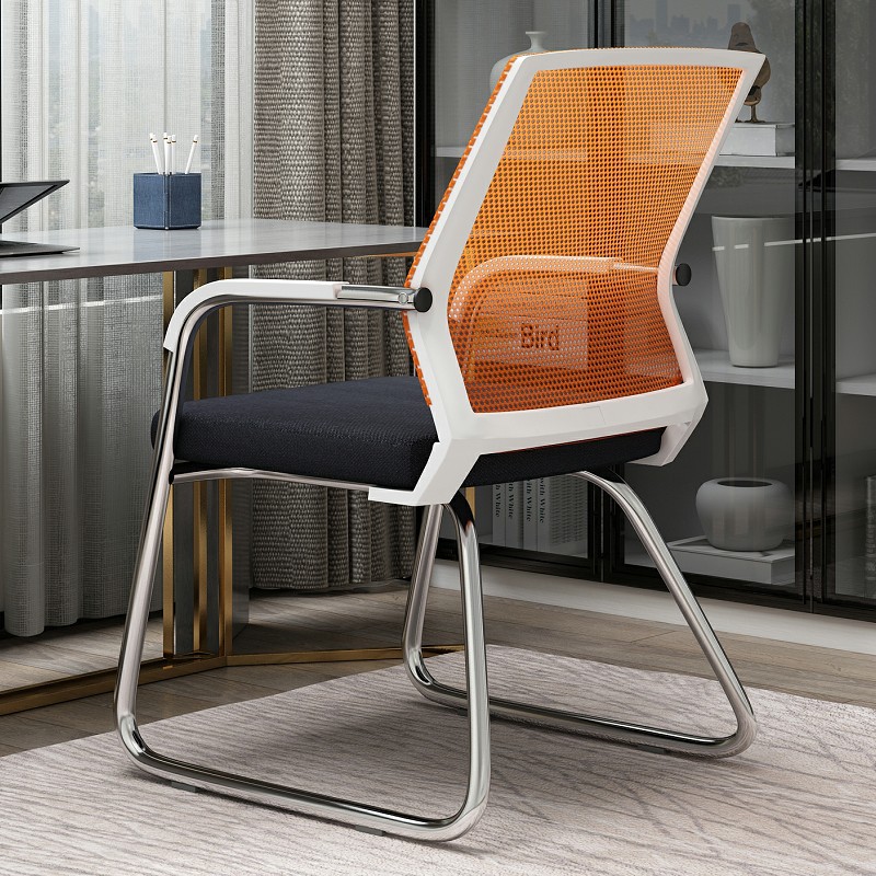 Bold and reinforced white frame orange mesh 920 / Steel feet-fixed armrests