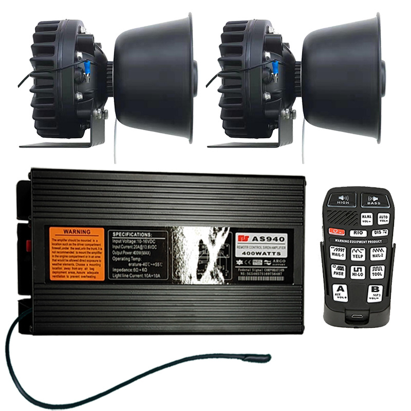 Wireless car alarm 400W vehicle loudspeaker high-pitched speaker AS940R5+ with heat dissipation square speaker