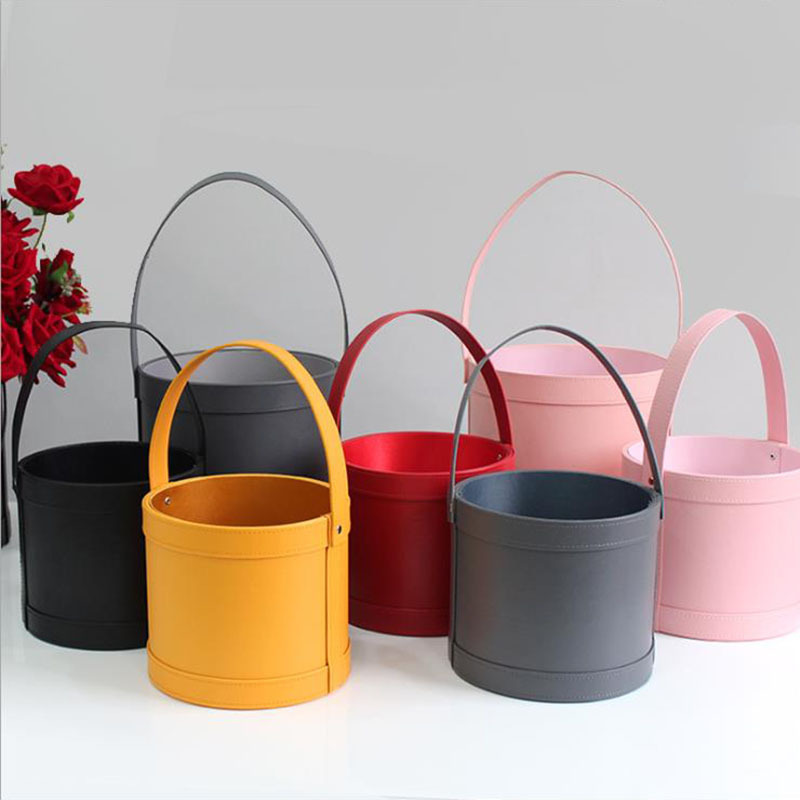 小号皮质抱抱桶鲜花包装盒礼品包装盒婚庆结婚喜糖手提抱抱桶批发