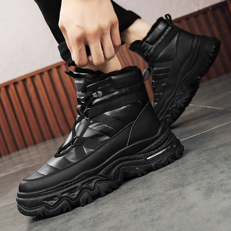 Зимние ботинки (Martens), чёрная кожа, тёплые ботинки‑на‑лодыжку, размеры 39–44