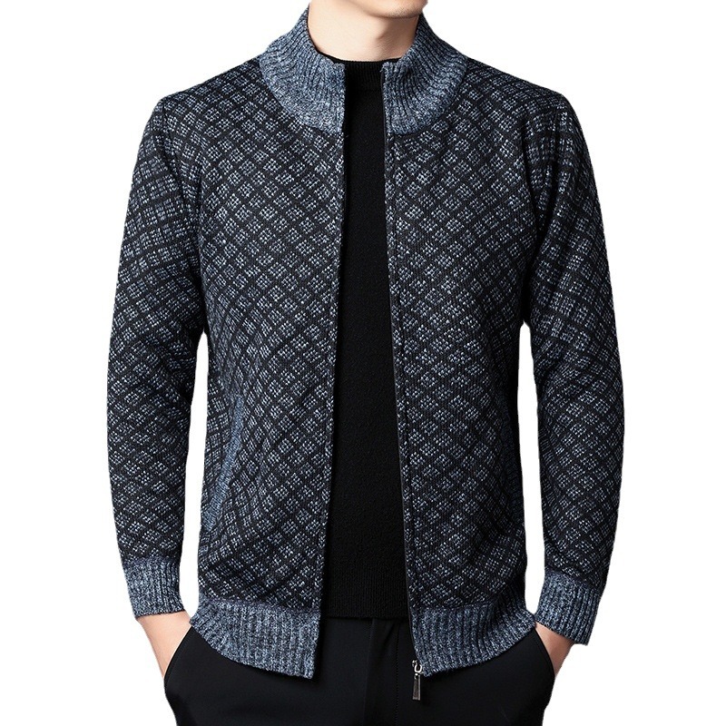 Rebeca transfronteriza medio suéter de cuello alto forrado de lana gruesa abrigo cálido otoño e invierno Nuevo suéter chaqueta de los hombres