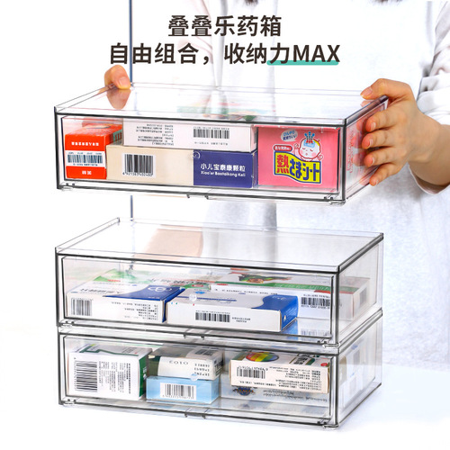 Bestselling medicine box with drawer-style pull-out multi-layer medical drug medical first aid desktop storage box drawer-style daily