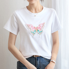 韩版时尚短袖t恤女2024夏季新款复古重工刺绣大码宽松洋气上衣潮