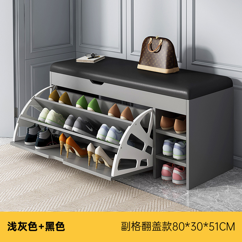 [신제품 업그레이드 및 두꺼워짐] 라이트 그레이 + 블랙 가죽 시트쿠션 80*30*51