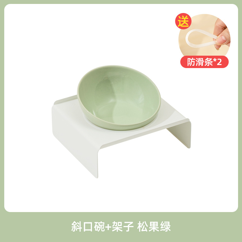 Tazón biselado de cerámica tazón de gato para mascotas tazón de gato tazón de perro tazón de bebida tazón de comida doble tazón antidetonantes protección del cuello