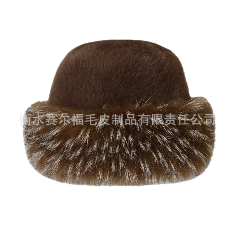 秋冬新款仿皮草蒙古帽大头围保暖圆顶帽时尚纯色公主帽子一件代发|undefined