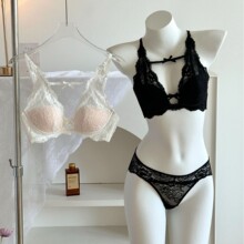 法式纯欲蕾丝内衣女多种穿法深V叠穿防下垂带胸垫无钢圈文胸吊带