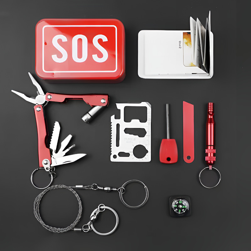 Life-Saving Box Survival Set Outdoor Supplies Survival Tools Metal Storage Box Emergency Kit First Aid Survival Box Equipment