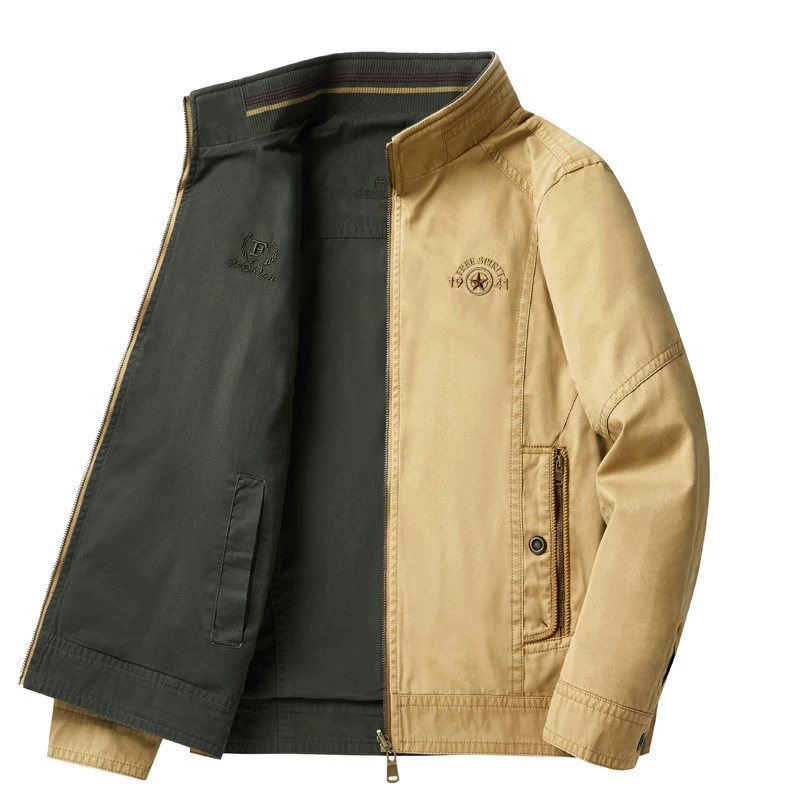 Двухсторонняя куртка куртка мужской осенний ретро зрелый воротник кардиган свободный повседневный топ осень-зима