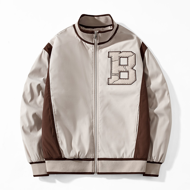 Algodón grueso de moda chaqueta de cuello alto versátil letras americanas chaqueta de manga larga chaqueta chaqueta de invierno