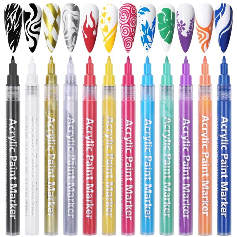 Cross-border Amazon nail painting pen 24 color acrylic paint graffiti nail DIY quick-drying point flower Gouline pen
