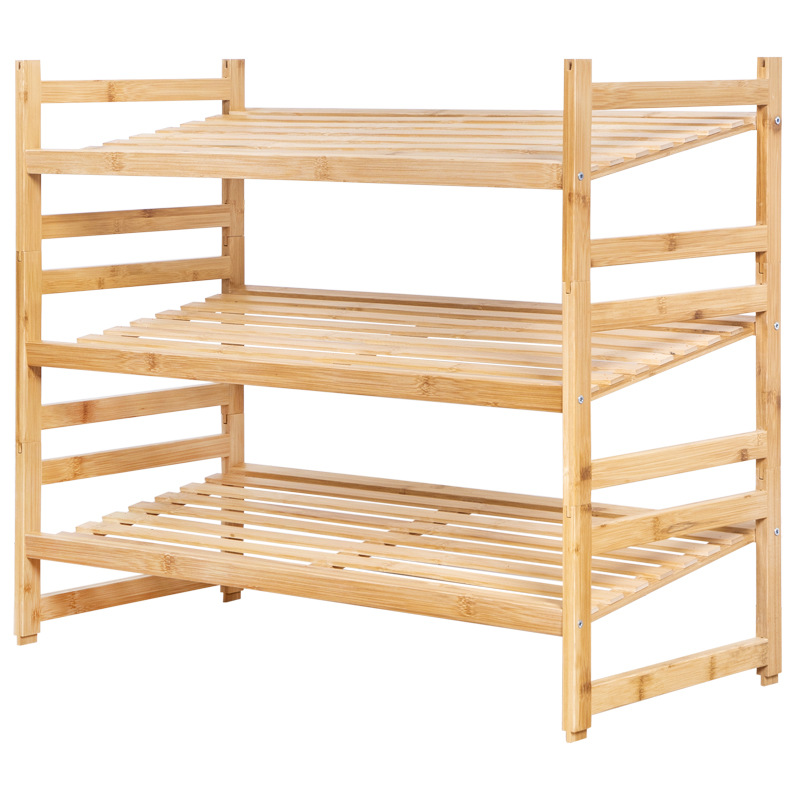 Zapatero puerta del hogar simple de múltiples capas de almacenamiento de bambú a prueba de polvo pequeño estante estrecho dormitorio gabinete de zapatos interior para sala de alquiler