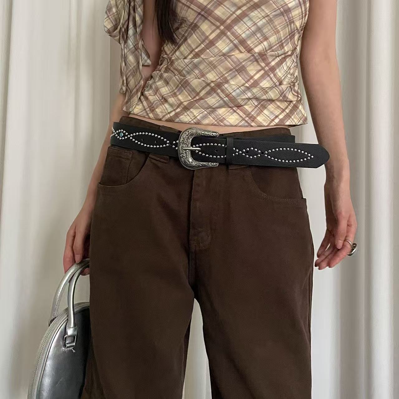 ファッションの新型レトロな宝石のベルトの女性のパンク風の個性y 2kギャルの装飾の百合のベルトの現物