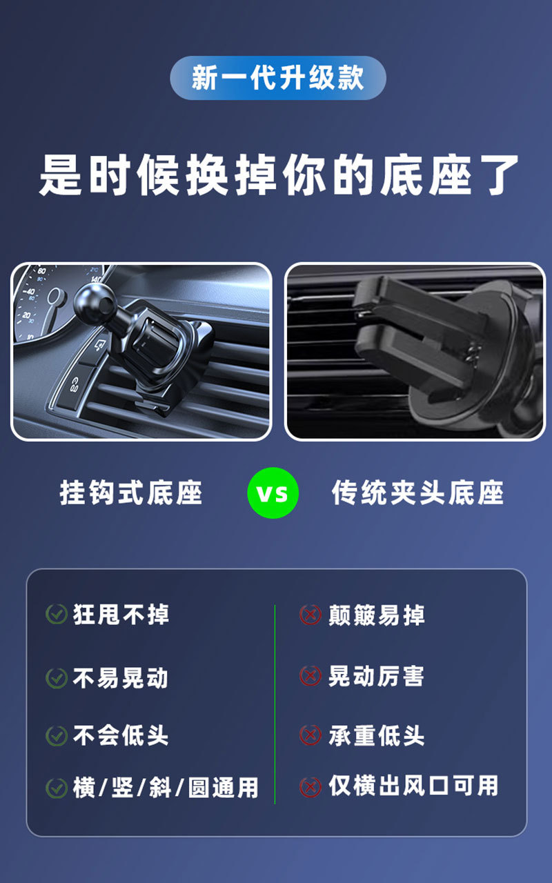 Mobile phone bracket car car air conditioning air outlet universal gravity mobile phone support horizontal and vertical screen navigation bracket