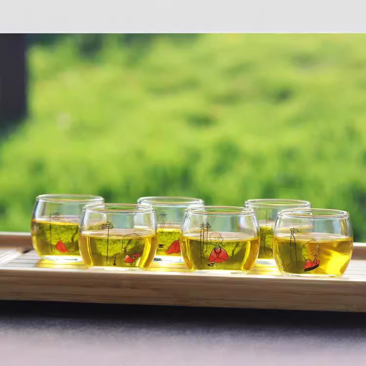 고붕규산 내열유리 작은 스님 찻잔, 고온 방지 선(禪) 찻잔, 쿵푸 차 세트, 작은 찻그릇