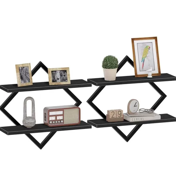 Ready-Stock Solid Wood Wall Storage Rack, Living Room Background Wall Vase Decoration Rack, Home Sundries Storage Wall Rack