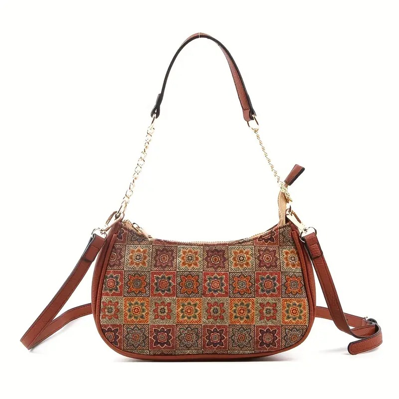 2024 Lingge Printed Art Handbag, Elegant Underarm Bag, Fashionable, Simple, and High Grade Single Shoulder Bag Bottom PU_voghion.com