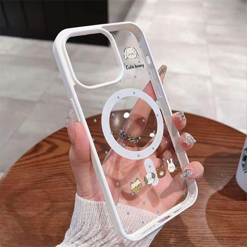 Magsafe Transparent Magnetic Case for Apple iPhone 15 Pro Max - New 13 Couples Cartoon 16 Anti-Slip 15