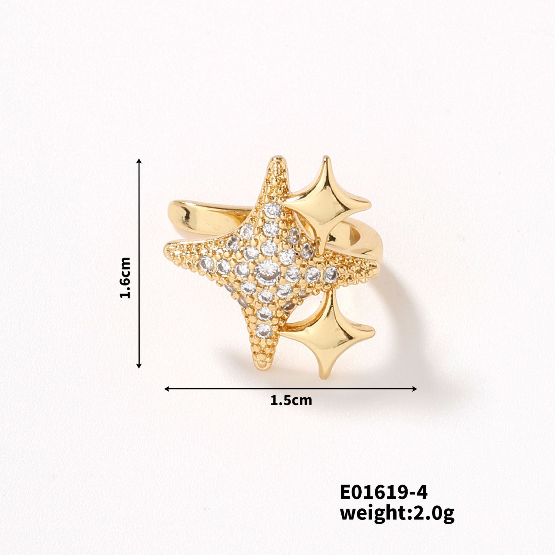 Women's Gender 1 Piece Elegant Modern Style Geometric Star Copper Zircon Ear Cuffs