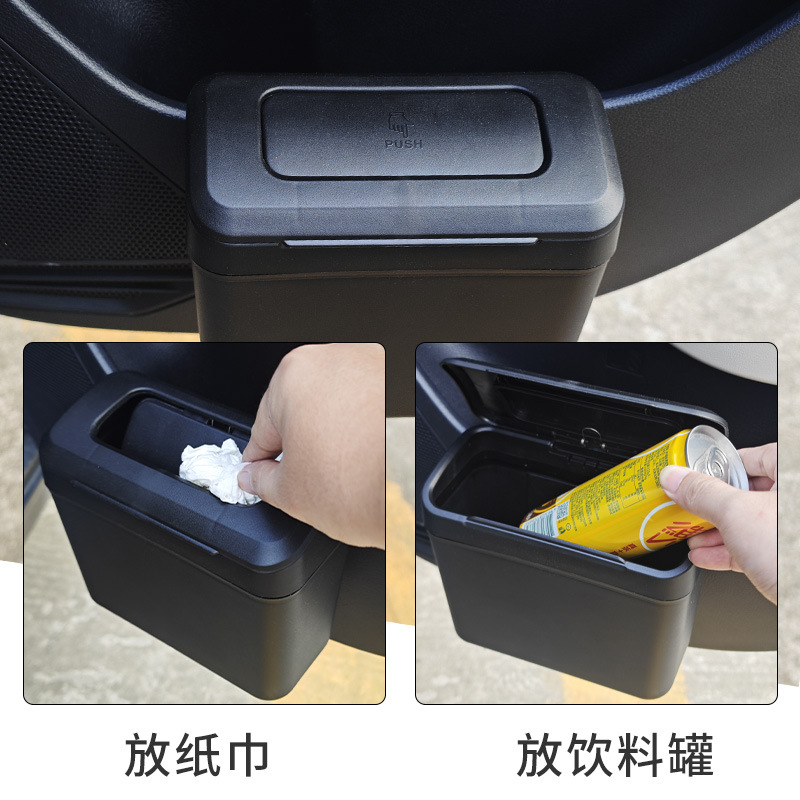 Nuevo bote de basura para automóvil, caja de almacenamiento para automóvil de gran capacidad, caja de basura montada en el respaldo de la silla del automóvil, almacenamiento a presión con tapa