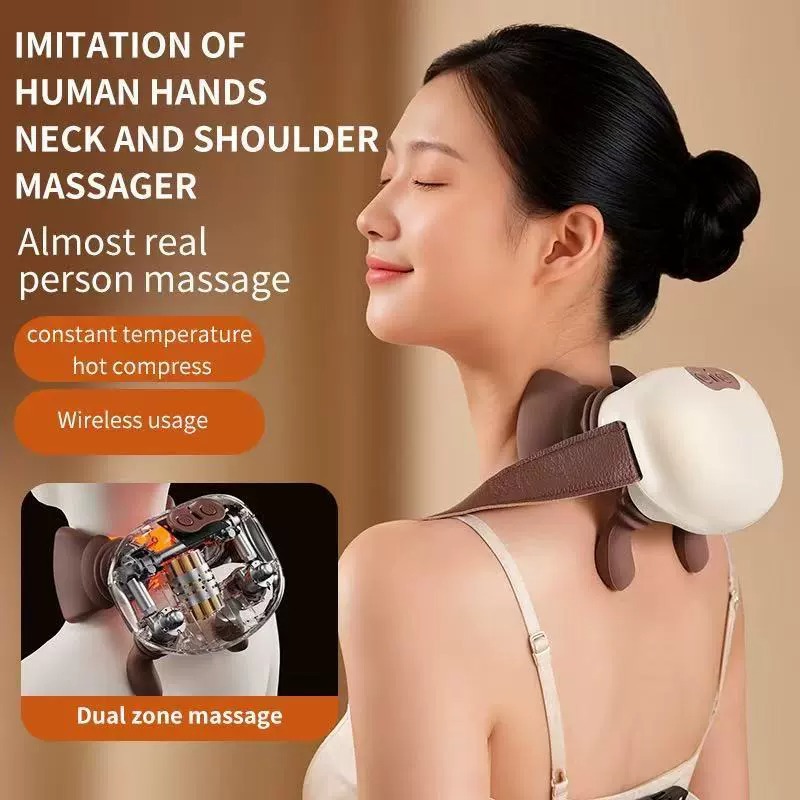 Cross-Border New Small Shoulder and Neck Massager Hot Compress Imitation Human Hand Kneading Portable Massage Shawl Trapezius Muscle Massager