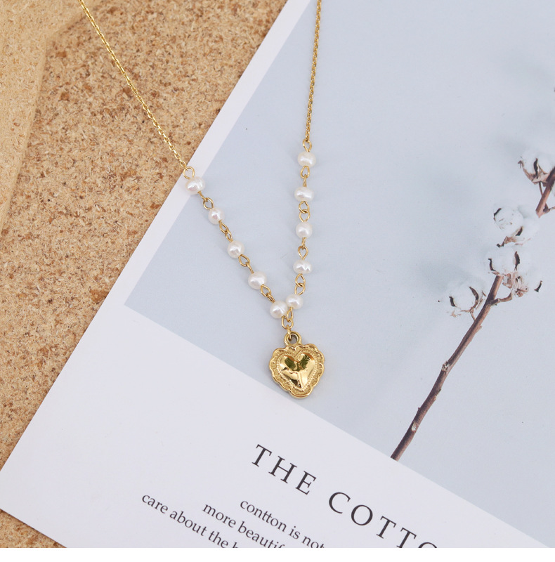 Fashion Heart Shape Titanium Steel Gold Plated Pendant Necklace 1 Piece