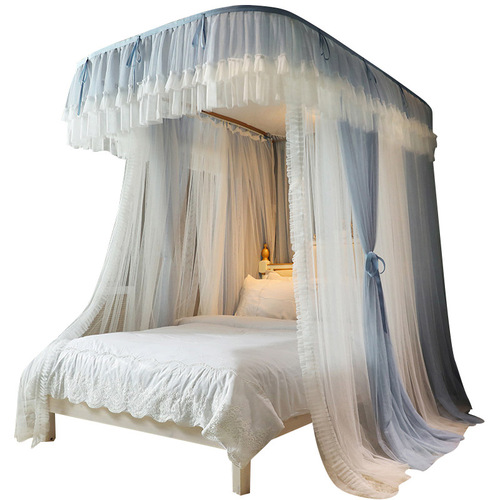 5ZV7 wholesale new guide rail mosquito net for home bedroom U type installation-free encryption bracket rod thickened