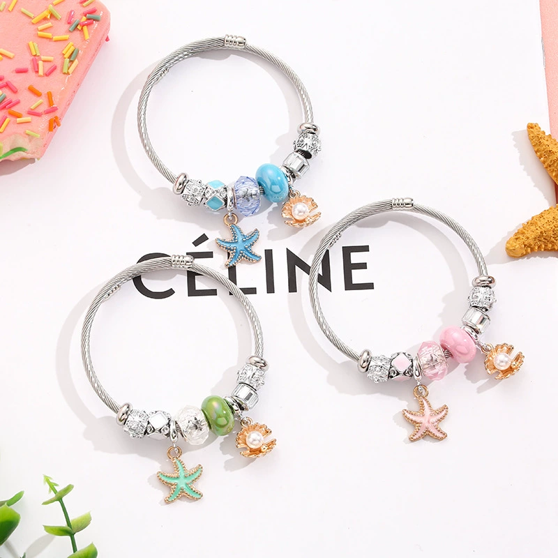 П pendant из нержавеющей стали с серебряным стилем, браслет из бисера