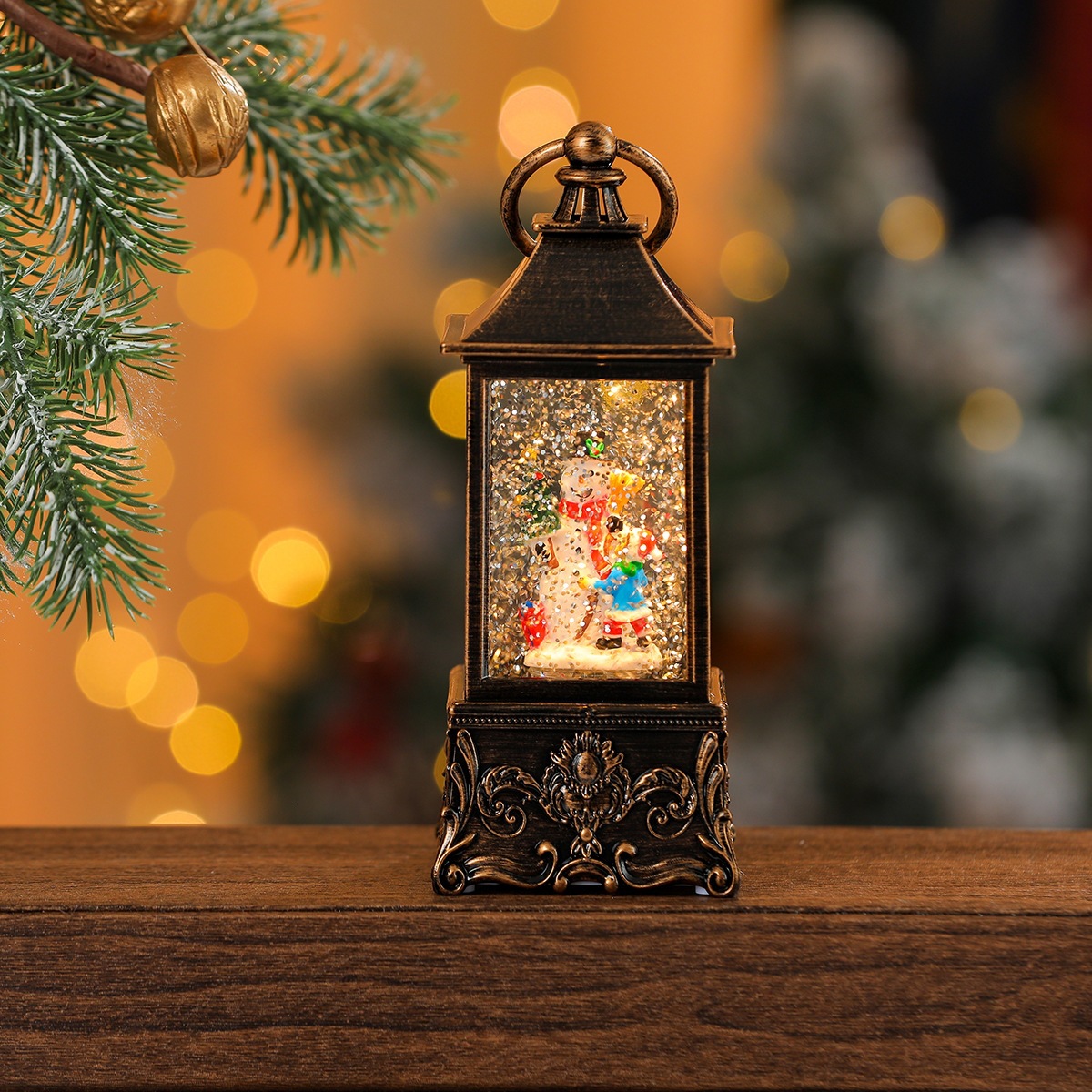 Nueva música de Navidad nieve inyección de agua TV lámpara de noche lámpara de aceite lámpara de caballo decoración de regalos image 25