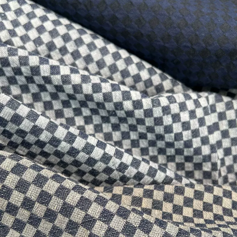 现货供应麻色织提花格子棉麻面料混纺秋冬季爆款舒适麻棉混纺