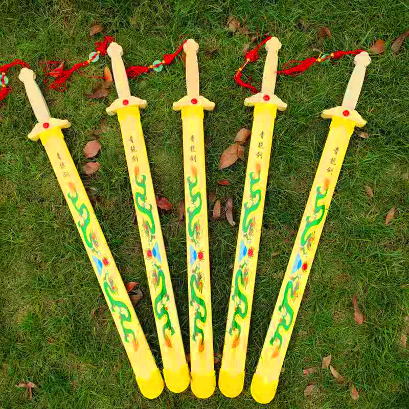 Factory direct sales with jade Qinglong Jian Shangfang Bamboo Bamboo Bamboo Sword Children's Toys Temple Fair Sports Scenic Area Hot Sale