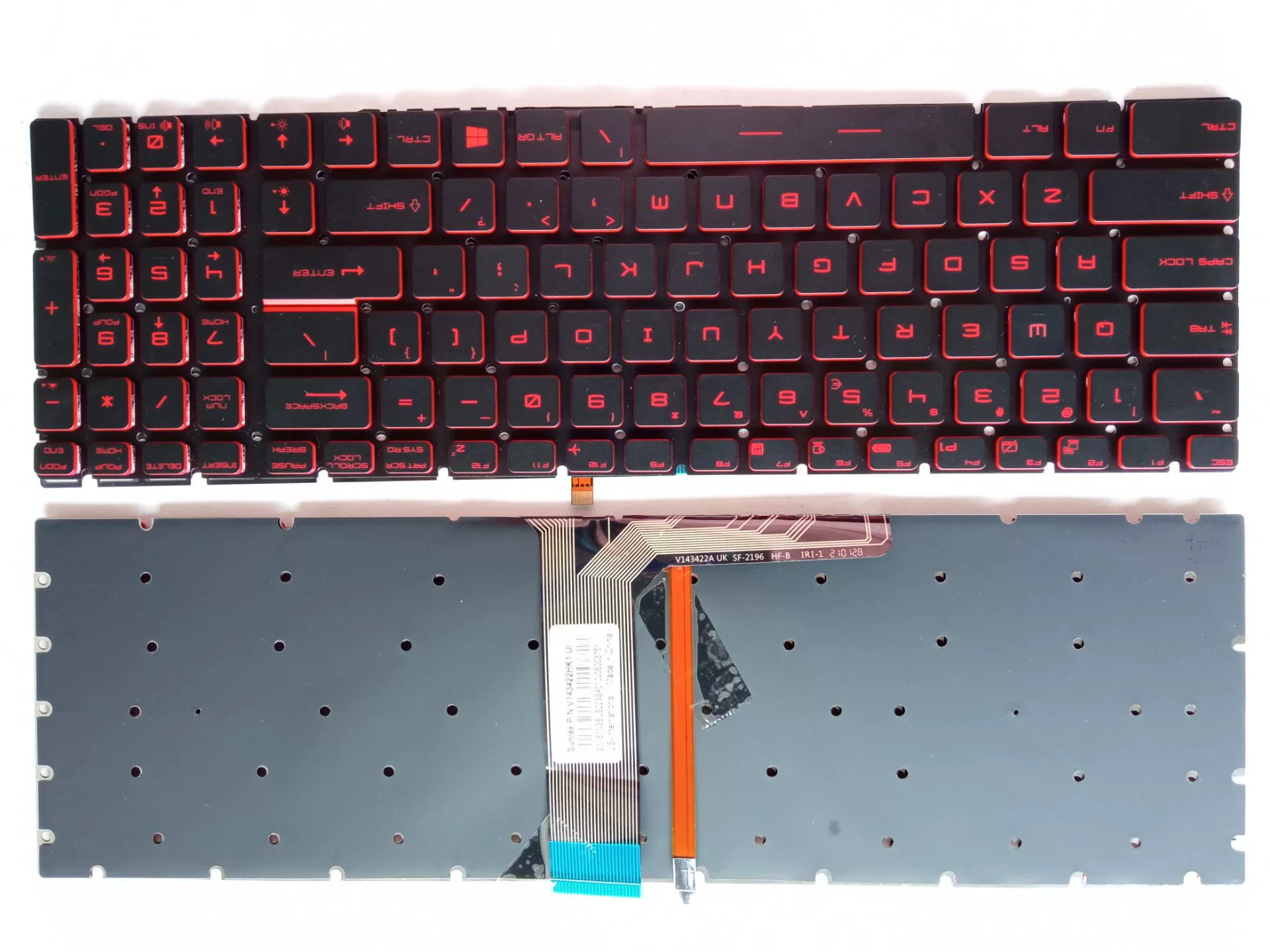 Замена клавиатуры ноутбука (MSI) GE62/GL60/GP62/GE72/GL62 с подсветкой, раскладка US или RU, бело-красные акценты